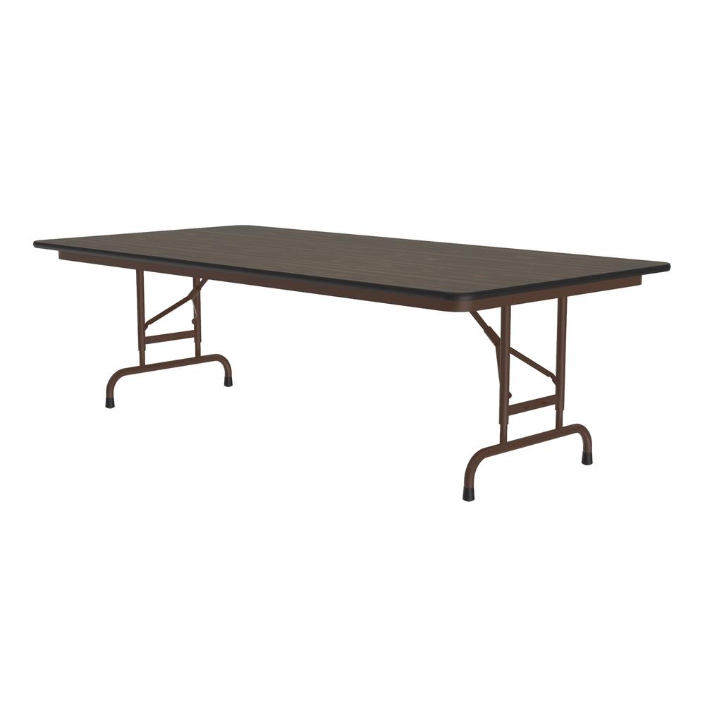 Adjustable Height Econoline Melamine Top Folding Table 36x96", RECTANGULAR WALNUT, BROWN. Picture 1