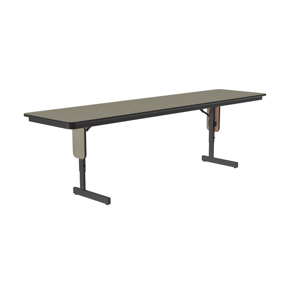 Adjustable Height Deluxe High-Pressure Folding Seminar Table with Panel Leg 24x72" RECTANGULAR, SAVANNAH SAND  BLACK. Picture 9