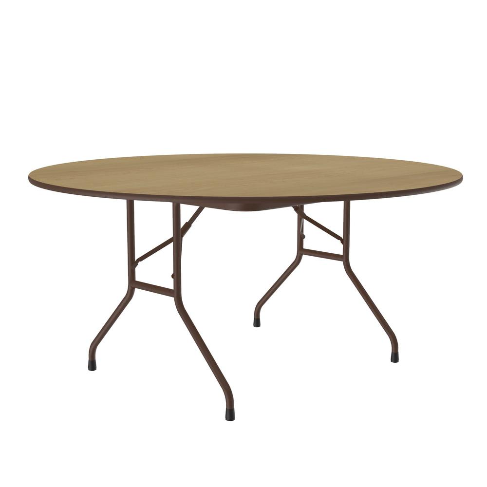 Deluxe High Pressure Top Folding Table 60x60", ROUND, FUSION MAPLE BROWN. Picture 3