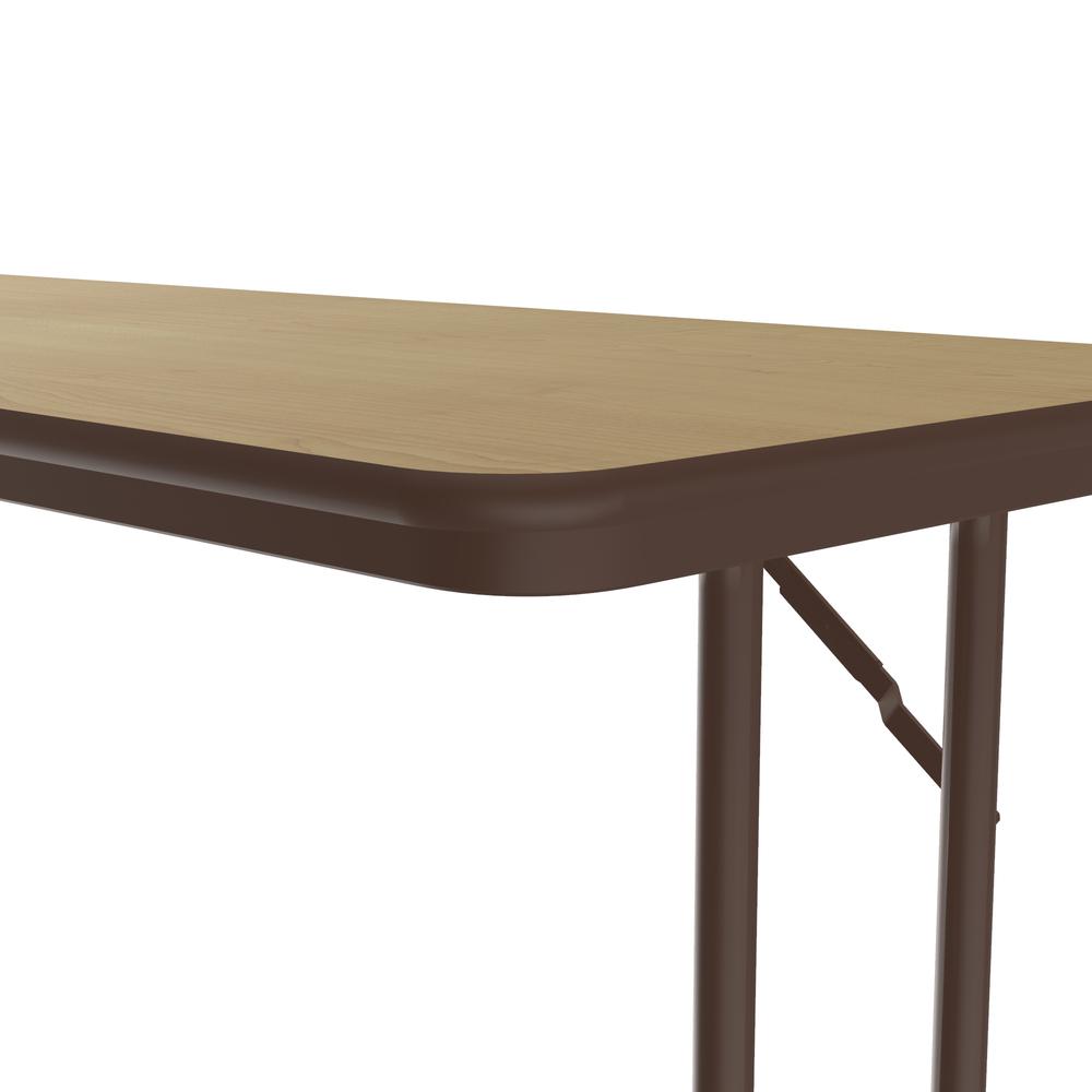 Deluxe High-Pressure Folding Seminar Table with Off-Set Leg 24x60", RECTANGULAR FUSION MAPLE BROWN. Picture 1