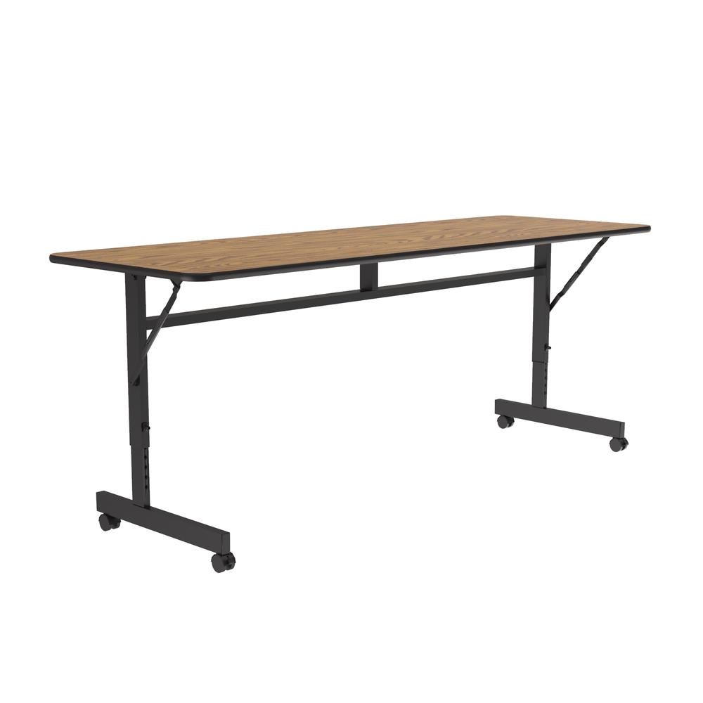 Econline Flip Top Tables, 24x60", RECTANGULAR, MEDIUM OAK, BLACK. Picture 2