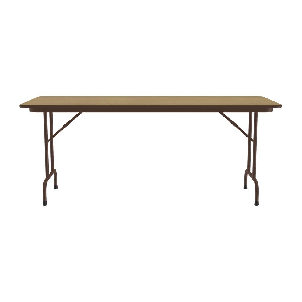 Deluxe High Pressure Top Folding Table 30x96", RECTANGULAR FUSION MAPLE BROWN. Picture 3