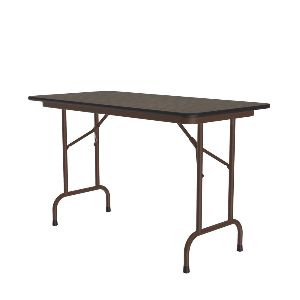 Solid High-Pressure Plywood Core Folding Tables, 24x48" RECTANGULAR WALNUT, BROWN. Picture 1