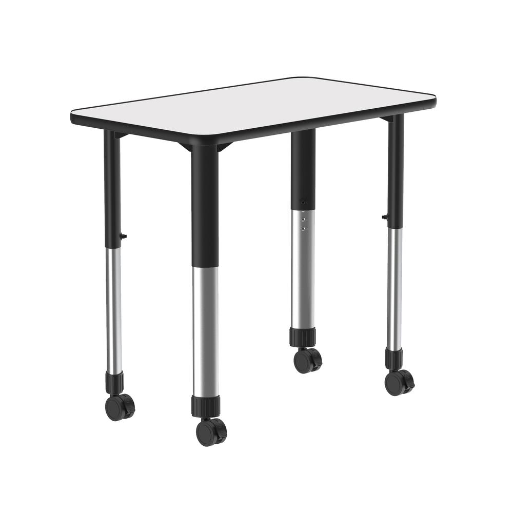 Markerboard-Dry Erase High Pressure Collaborative Desk with Casters 34x20", RECTANGULAR, FROSTY WHITE BLACK/CHROME. Picture 1