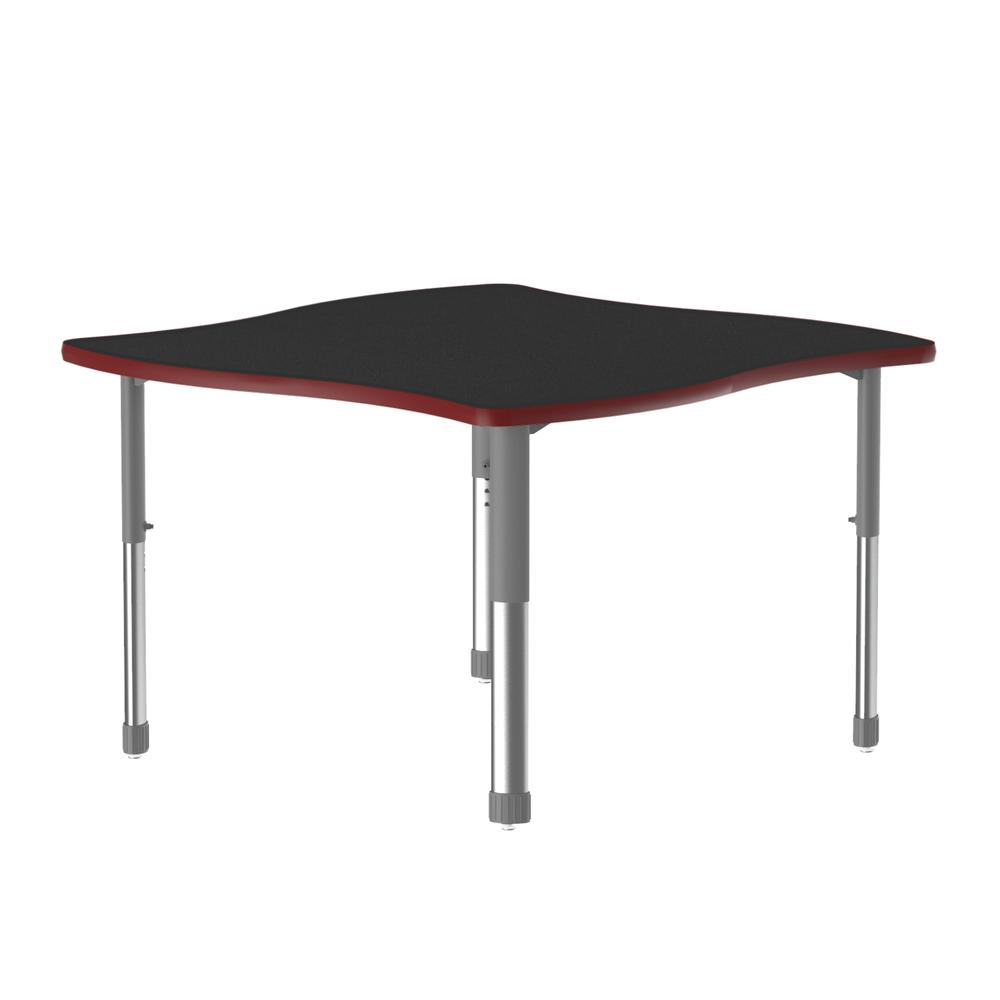 Commercial Lamiante Top Collaborative Desk 42x42", SWERVE BLACK GRANITE, GRAY/CHROME. Picture 2