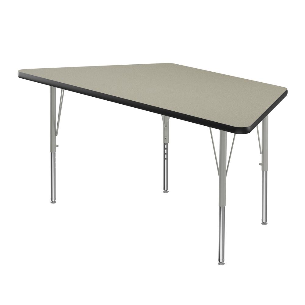 Deluxe High-Pressure Top Activity Tables 30x60" TRAPEZOID SAVANNAH SAND, SILVER MIST. Picture 2