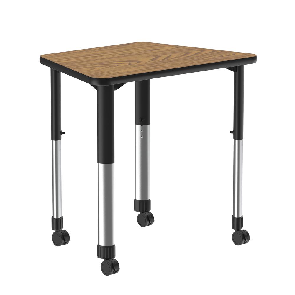Commercial Lamiante Top Collaborative Desk with Casters 33x23" TRAPEZOID BLACK GRANITE, BLACK/CHROME. Picture 2