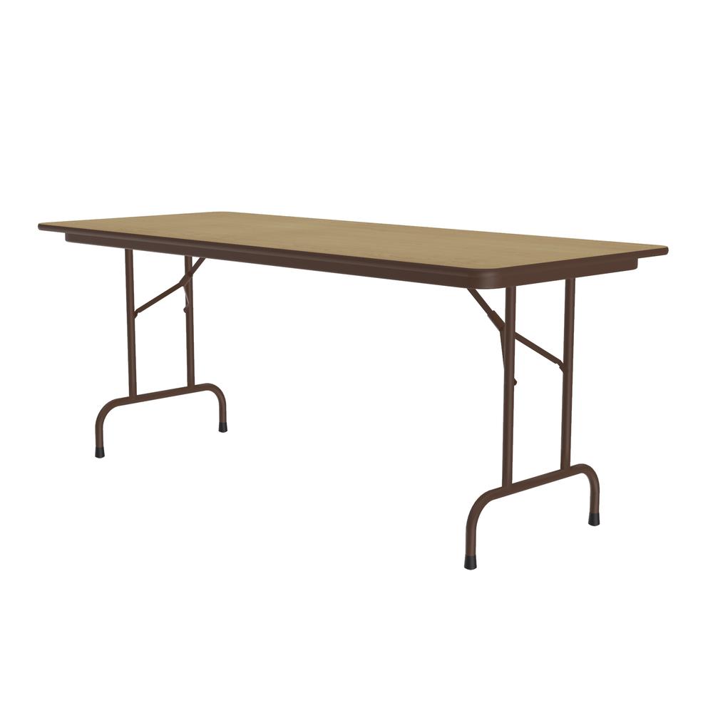 Deluxe High Pressure Top Folding Table 30x96", RECTANGULAR FUSION MAPLE BROWN. Picture 4