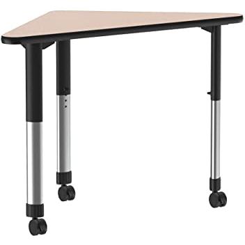 Deluxe High Pressure Collaborative Desk with Casters 41x23", WING, SAVANNAH SAND, BLACK/CHROME. Picture 1