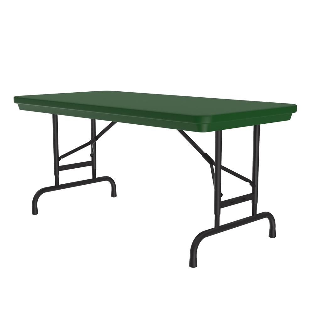 Adjustable Height Commercial Blow-Molded Plastic Folding Table 24x48" RECTANGULAR, GREEN BLACK. Picture 7