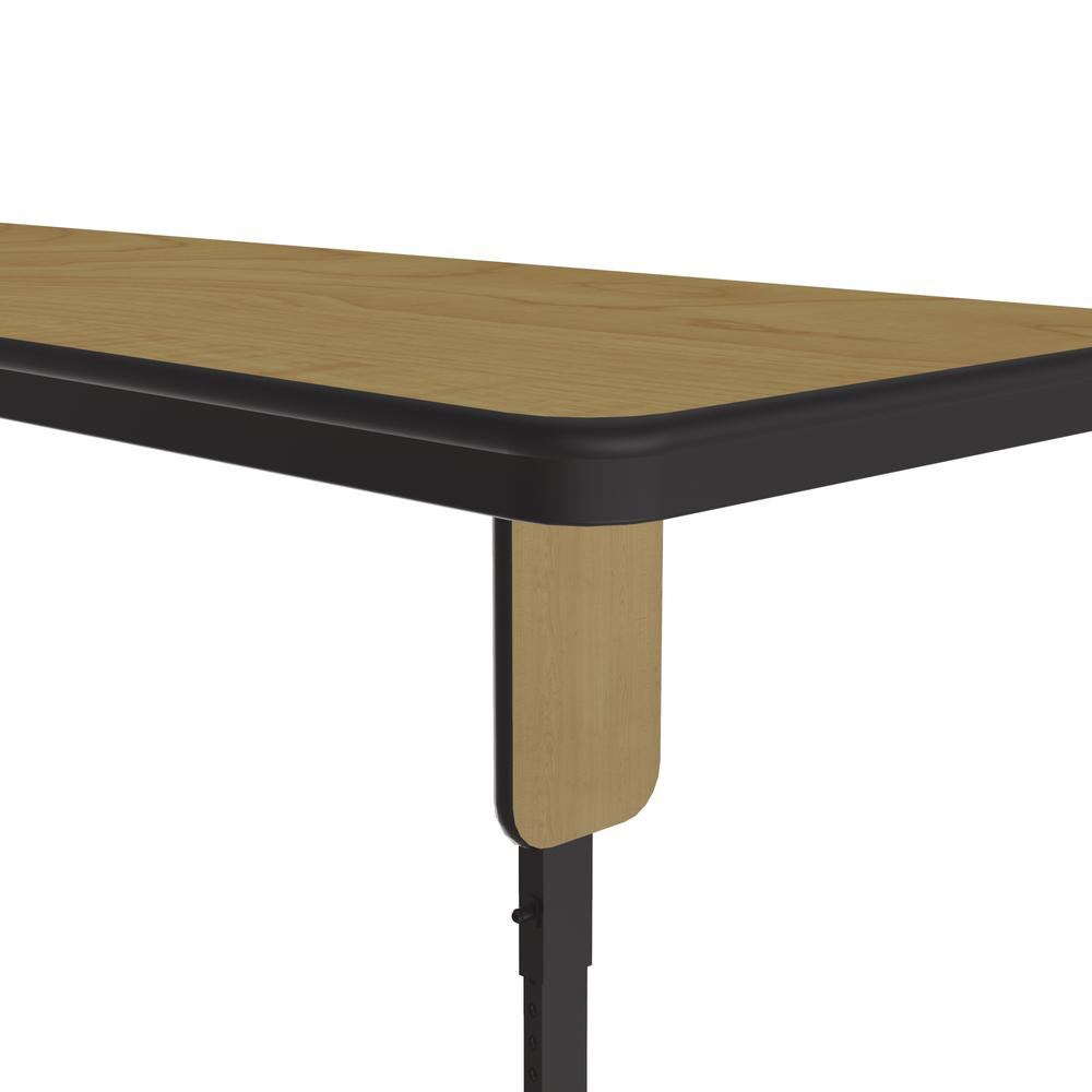 Adjustable Height Deluxe High-Pressure Folding Seminar Table with Panel Leg, 24x96" RECTANGULAR FUSION MAPLE, BLACK. Picture 8