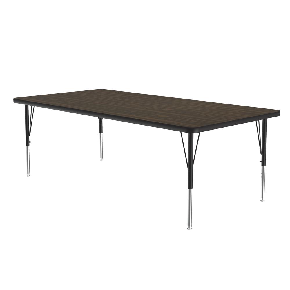 Commercial Laminate Top Activity Tables, 36x72", RECTANGULAR, WALNUT, BLACK/CHROME. Picture 1