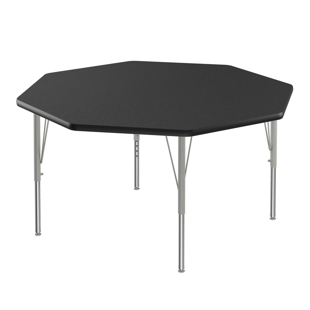 Commercial Laminate Top Activity Tables 48x48", OCTAGONAL GRAY GRANITE BLACK/CHROME. Picture 54