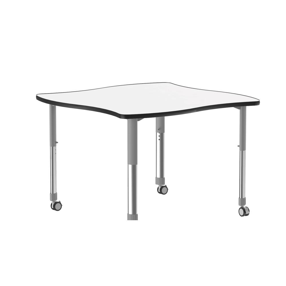Markerboard-Dry Erase High Pressure Collaborative Desk with Casters 42x42", SWERVE FROSTY WHITE, GRAY/CHROME. Picture 2