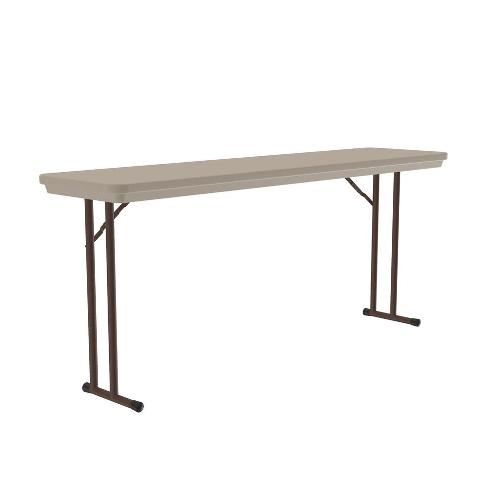 Correctional Facility Tamper-Resistant Commercial Blow-Molded Plastic Folding Tables 18x72" RECTANGULAR, MOCHA GRANITE BROWN. Picture 3
