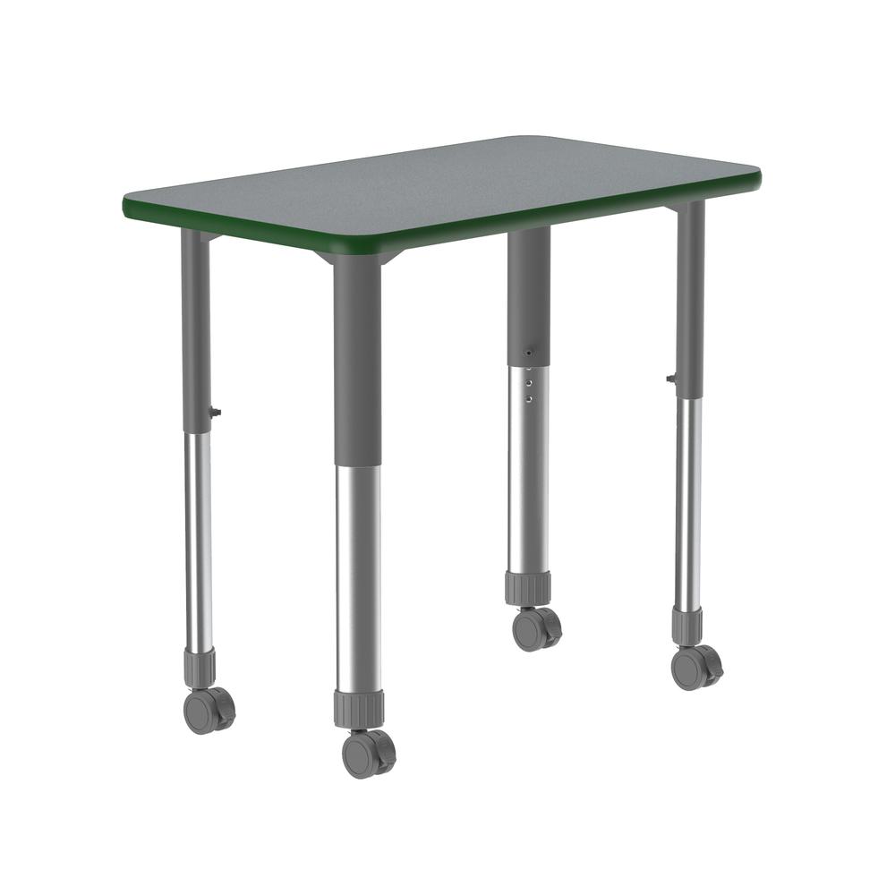 Commercial Lamiante Top Collaborative Desk with Casters 34x20", RECTANGULAR, GRAY GRANITE GRAY/CHROME. Picture 2