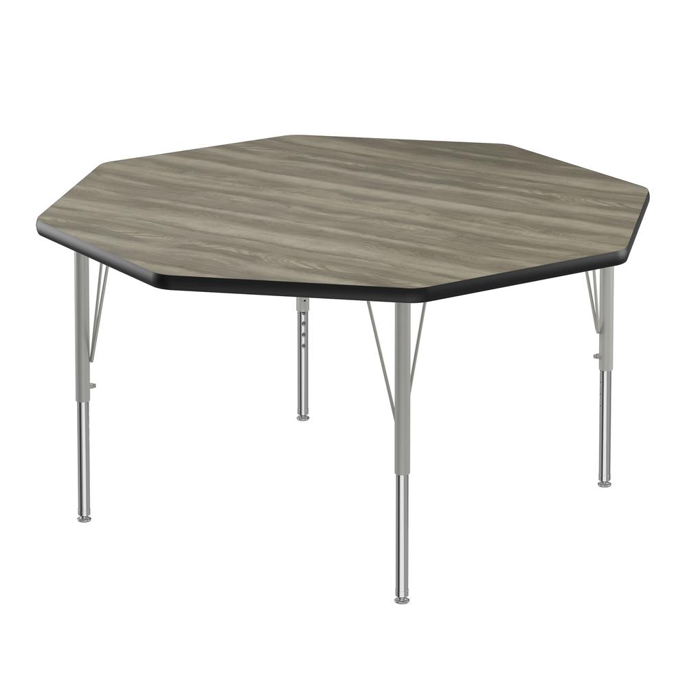 Deluxe High-Pressure Top Activity Tables, 48x48" OCTAGONAL NEW ENGLAND DRIFTWOOD SILVER MIST. Picture 2