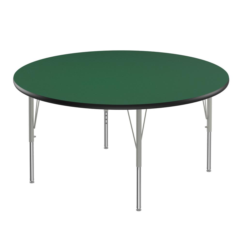 Deluxe High-Pressure Top Activity Tables, 48x48", ROUND, GREEN, SILVER MIST. Picture 1