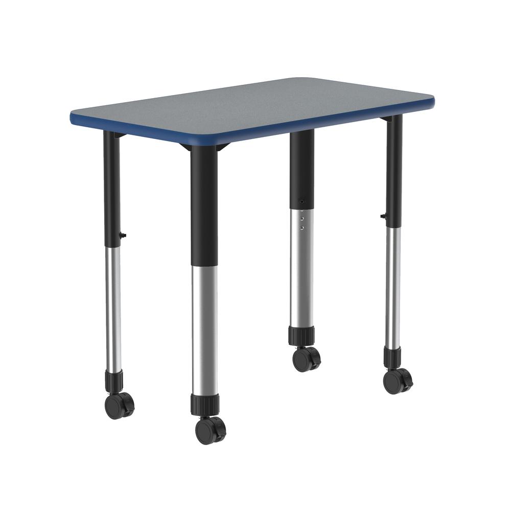 Commercial Lamiante Top Collaborative Desk with Casters 34x20", RECTANGULAR, GRAY GRANITE BLACK/CHROME. Picture 3