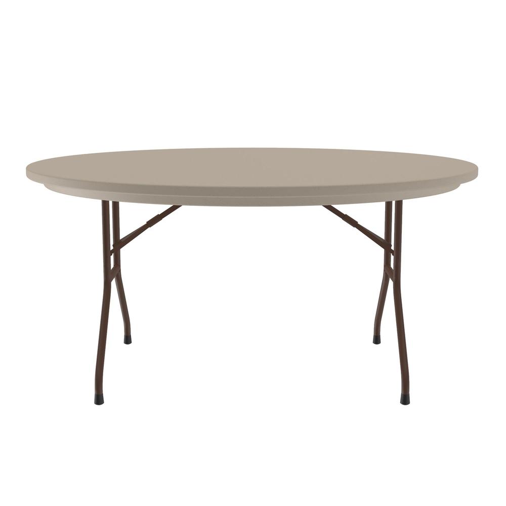 Correctional Facility Tamper-Resistant Commercial Blow-Molded Plastic Folding Tables, 60x60", ROUND, MOCHA GRANITE BROWN. Picture 1