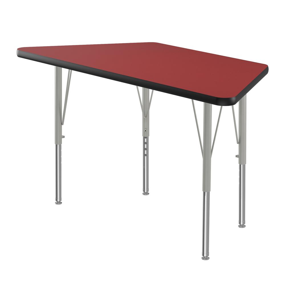 Deluxe High-Pressure Top Activity Tables 24x48", TRAPEZOID RED SILVER MIST. Picture 1