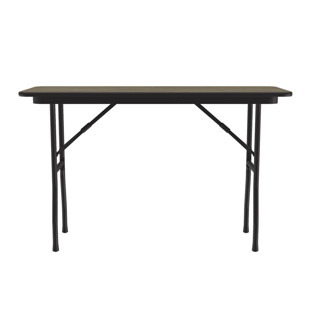 Deluxe High Pressure Top Folding Table, 18x48", RECTANGULAR, COLONIAL HICKORY, BLACK. Picture 3