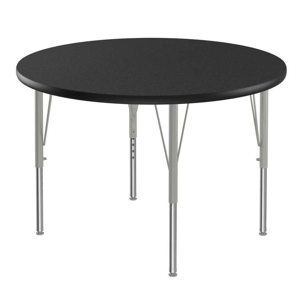 Commercial Laminate Top Activity Tables, 42x42" ROUND BLACK GRANITE, SILVER MIST. Picture 1