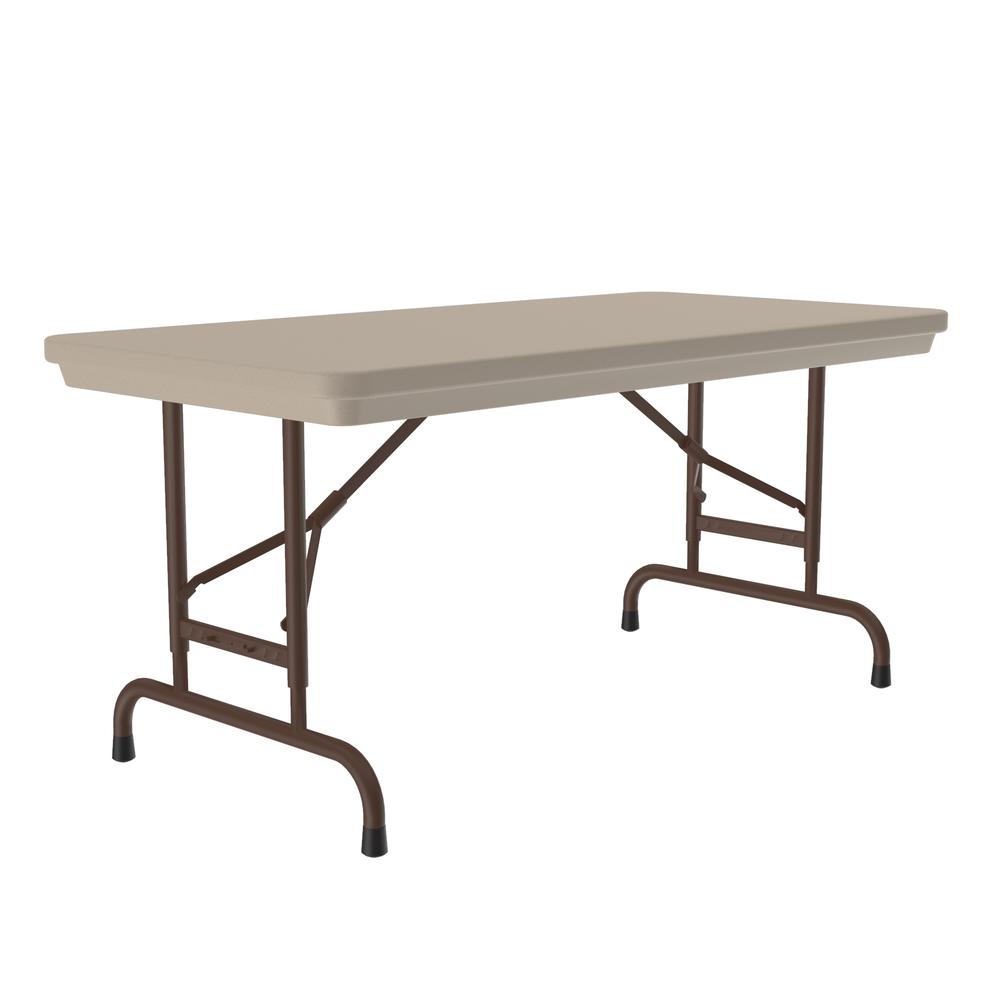 Adjustable Height Commercial Blow-Molded Plastic Folding Table 24x48" RECTANGULAR, MOCHA GRANITE BROWN. Picture 3