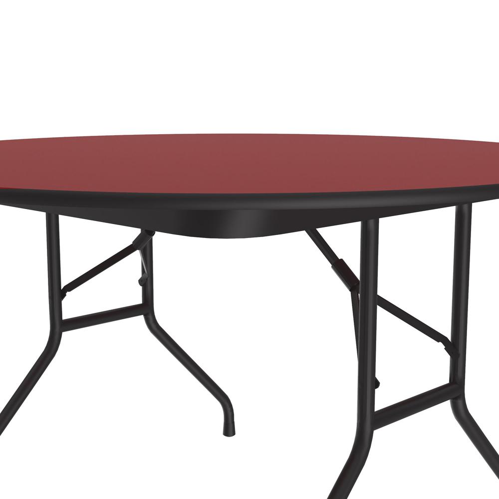 Deluxe High Pressure Top Folding Table 48x48" ROUND, RED, BLACK. Picture 3