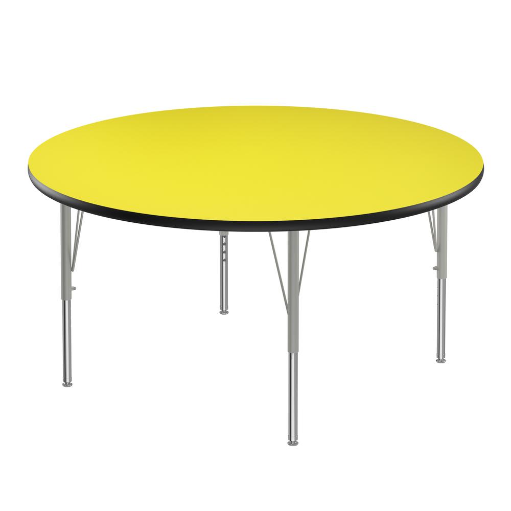 Deluxe High-Pressure Top Activity Tables 48x48", ROUND, YELLOW  SILVER MIST. Picture 3