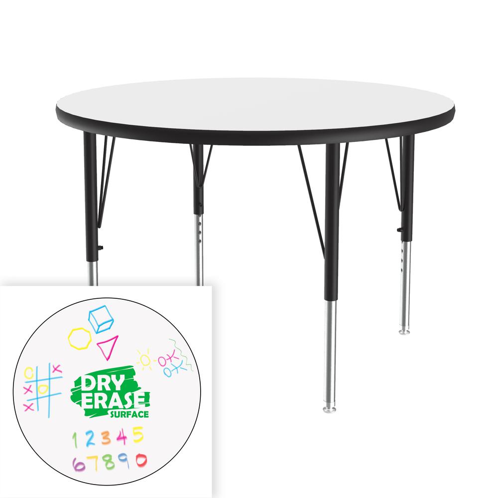 Markerboard-Dry Erase  Deluxe High Pressure Top - Activity Tables, 36x36" ROUND FROSTY WHITE, BLACK/CHROME. Picture 7