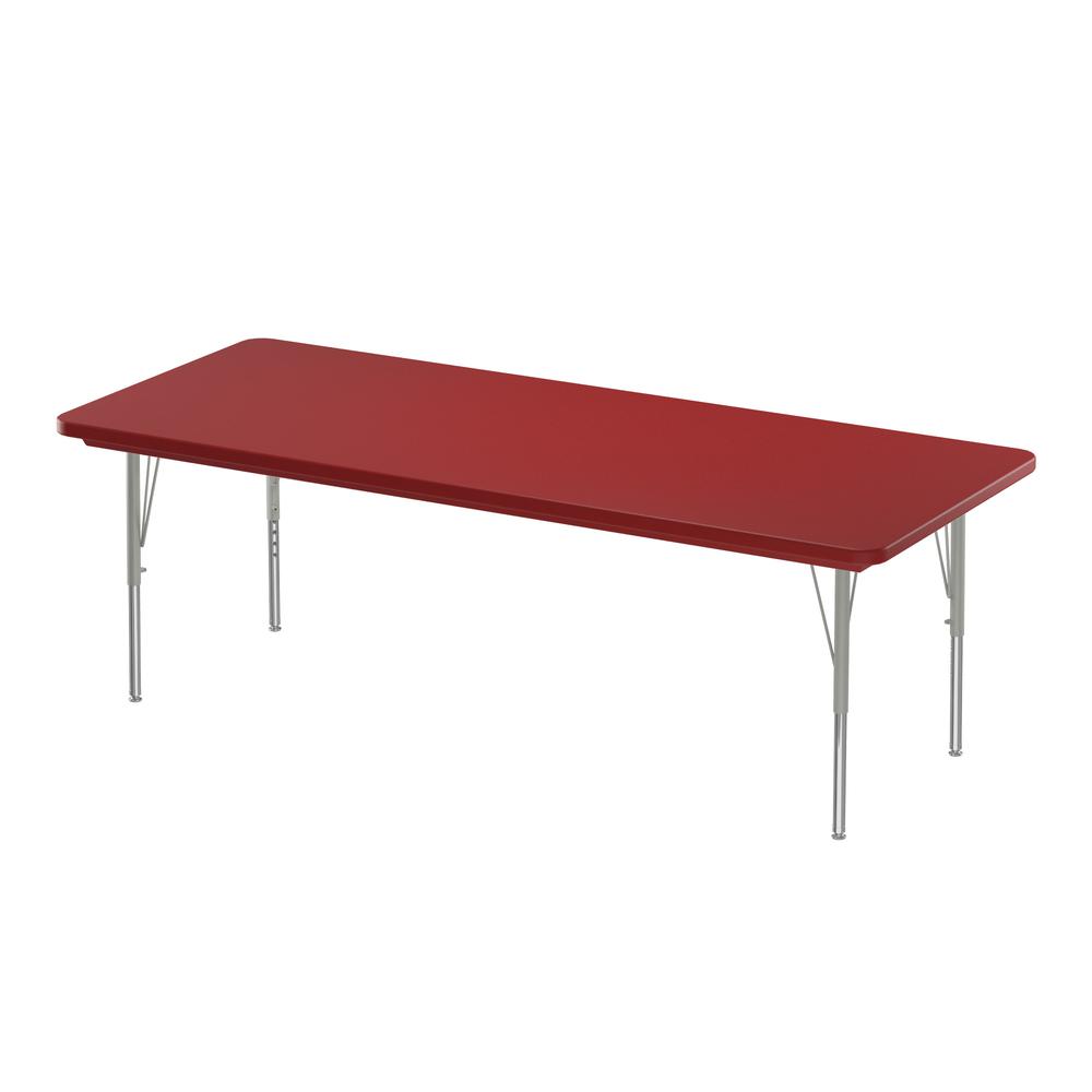 Commercial Blow-Molded Plastic Top Activity Tables, 30x60" RECTANGULAR RED SILVER MIST. Picture 2