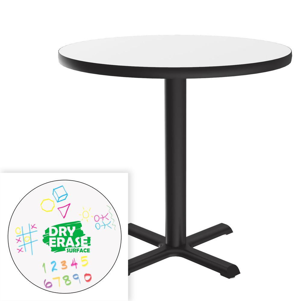 Markerboard-Dry Erase High Pressure Top - Table Height Café and Breakroom Table 36x36", ROUND, FROSTY WHITE BLACK. Picture 9