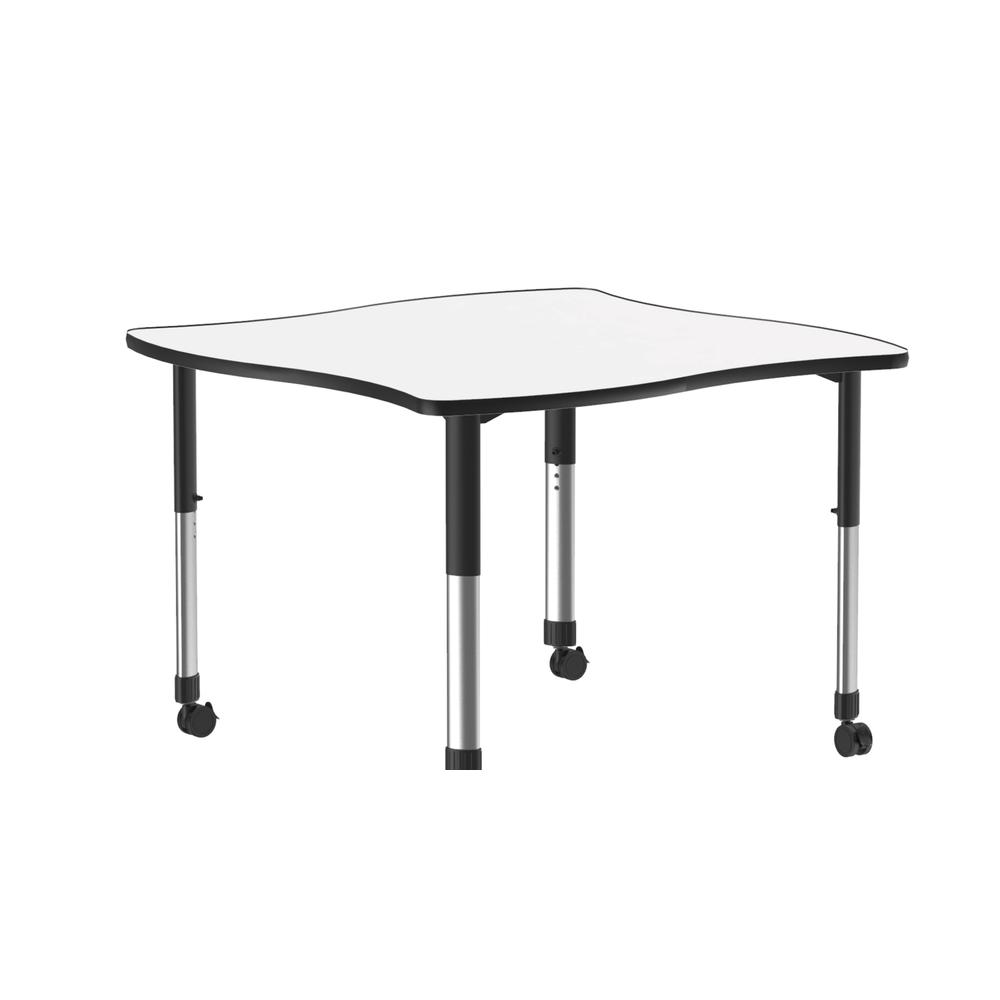 Markerboard-Dry Erase High Pressure Collaborative Desk with Casters 42x42", SWERVE, FROSTY WHITE, BLACK/CHROME. Picture 10