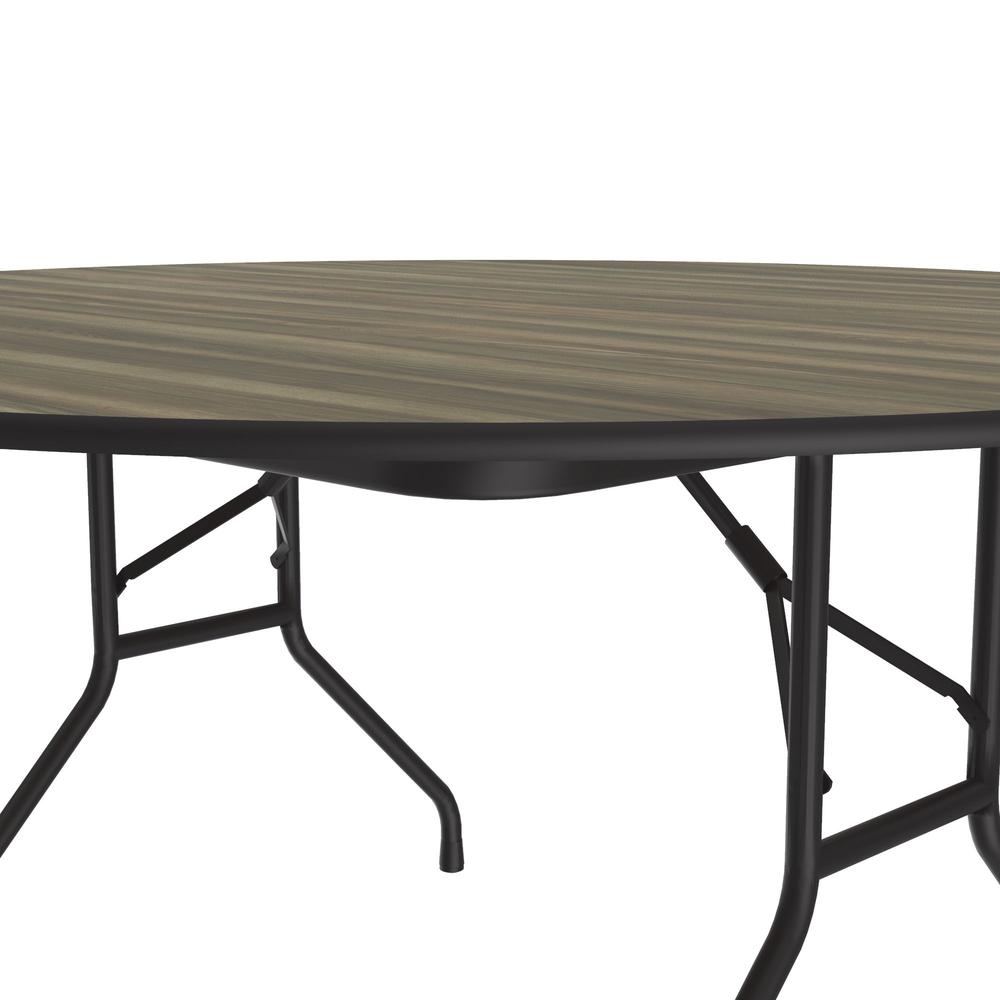 Deluxe High Pressure Top Folding Table, 60x60" ROUND COLONIAL HICKORY, BLACK. Picture 2