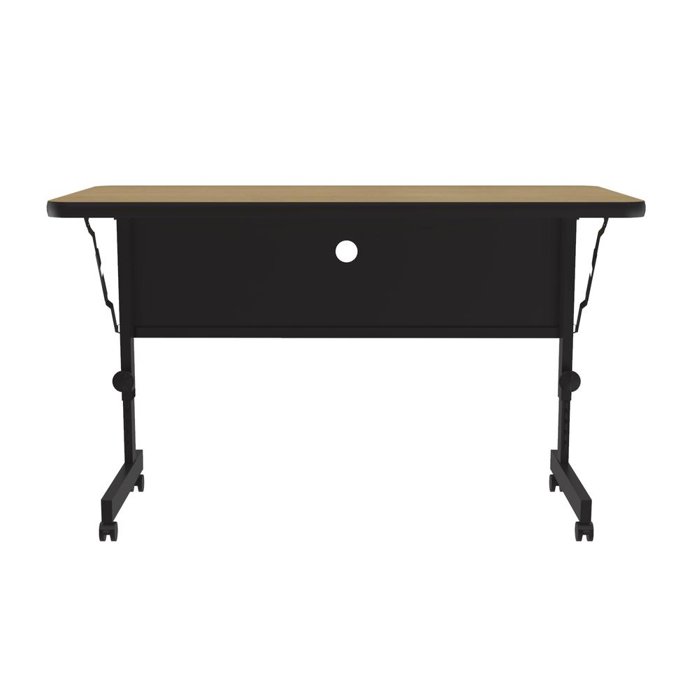 Deluxe High Pressure Top Flip Top Table, 24x48", RECTANGULAR, FUSION MAPLE, BLACK. Picture 1