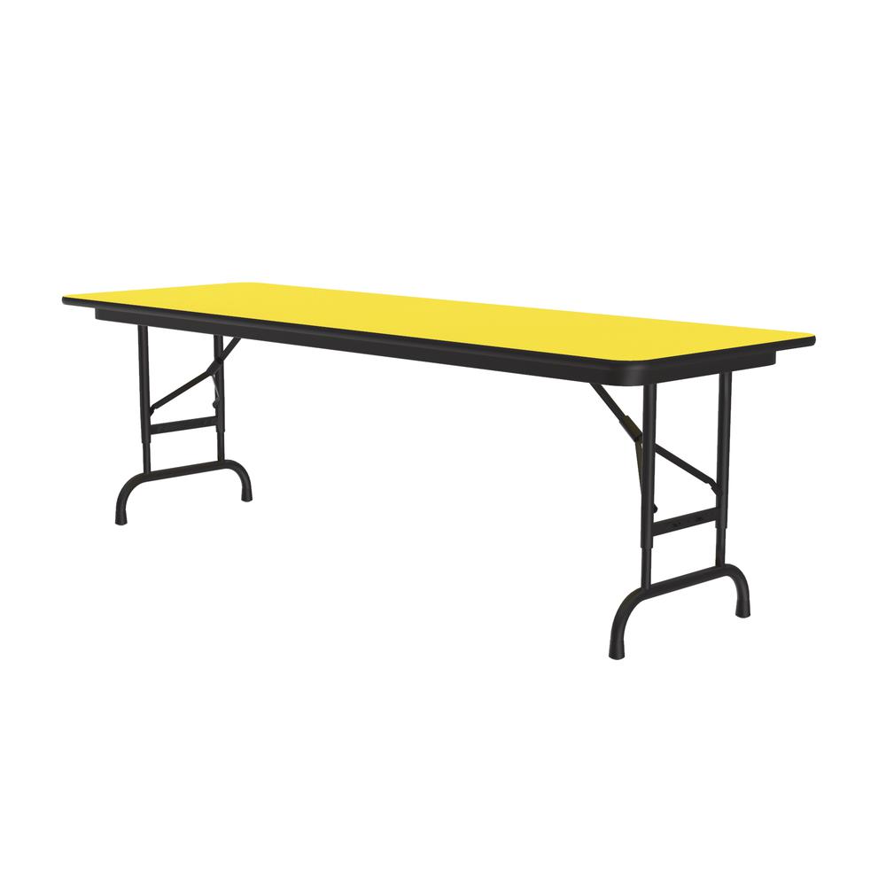 Adjustable Height High Pressure Top Folding Table 24x60", RECTANGULAR YELLOW, BLACK. Picture 4