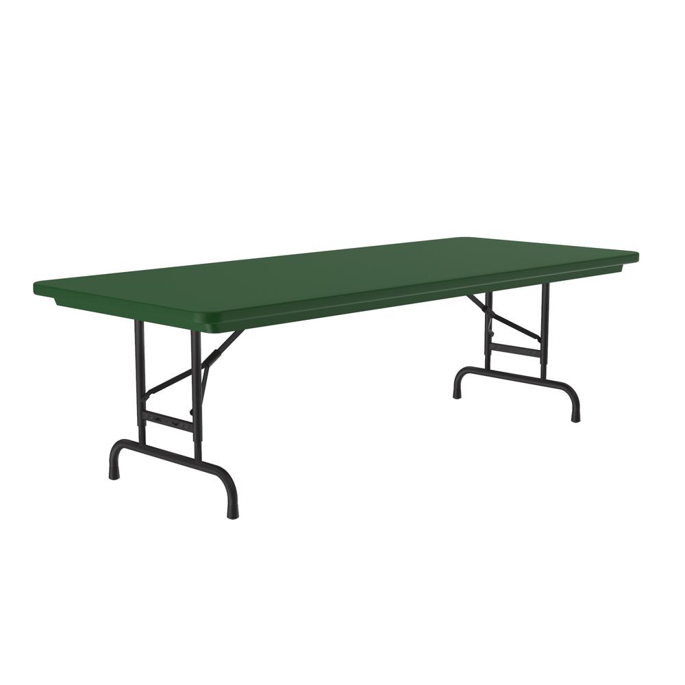 Adjustable Height Commercial Blow-Molded Plastic Folding Table 30x60" RECTANGULAR GREEN, BLACK. Picture 1