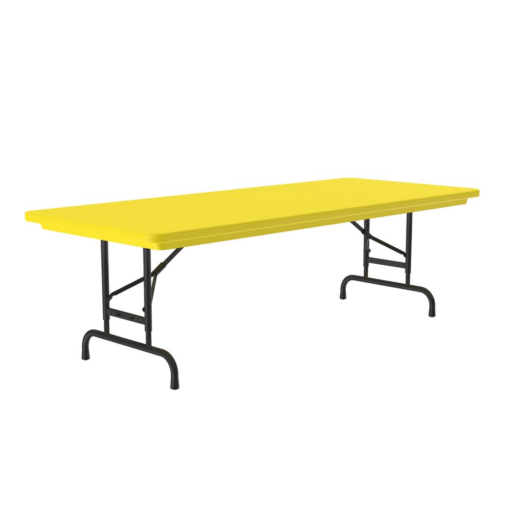 Adjustable Height Commercial Blow-Molded Plastic Folding Table, 30x60" RECTANGULAR YELLOW BLACK. Picture 5