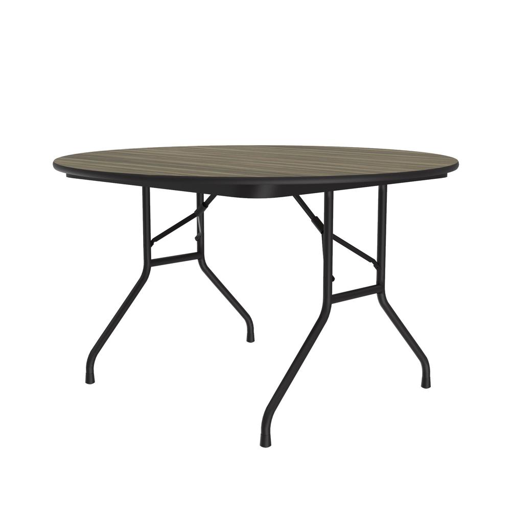Deluxe High Pressure Top Folding Table, 48x48" ROUND, COLONIAL HICKORY BLACK. Picture 4
