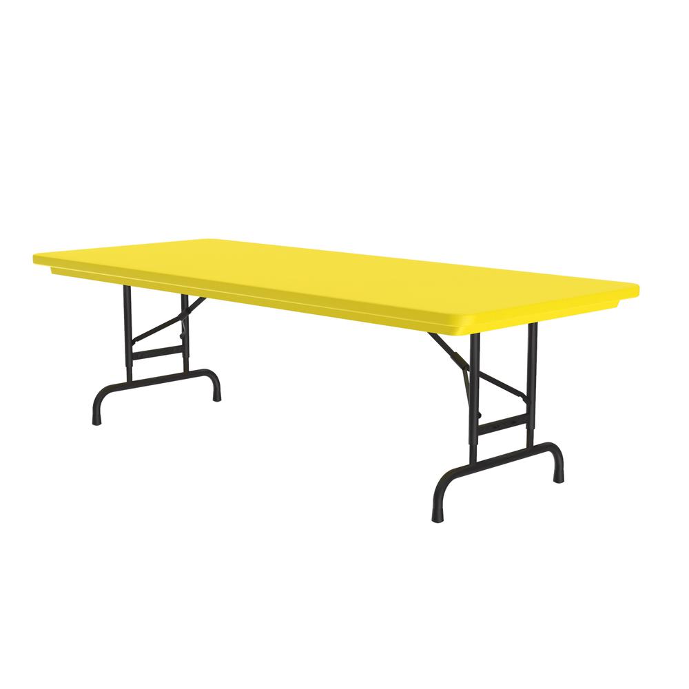 Adjustable Height Commercial Blow-Molded Plastic Folding Table, 30x60" RECTANGULAR YELLOW BLACK. Picture 8