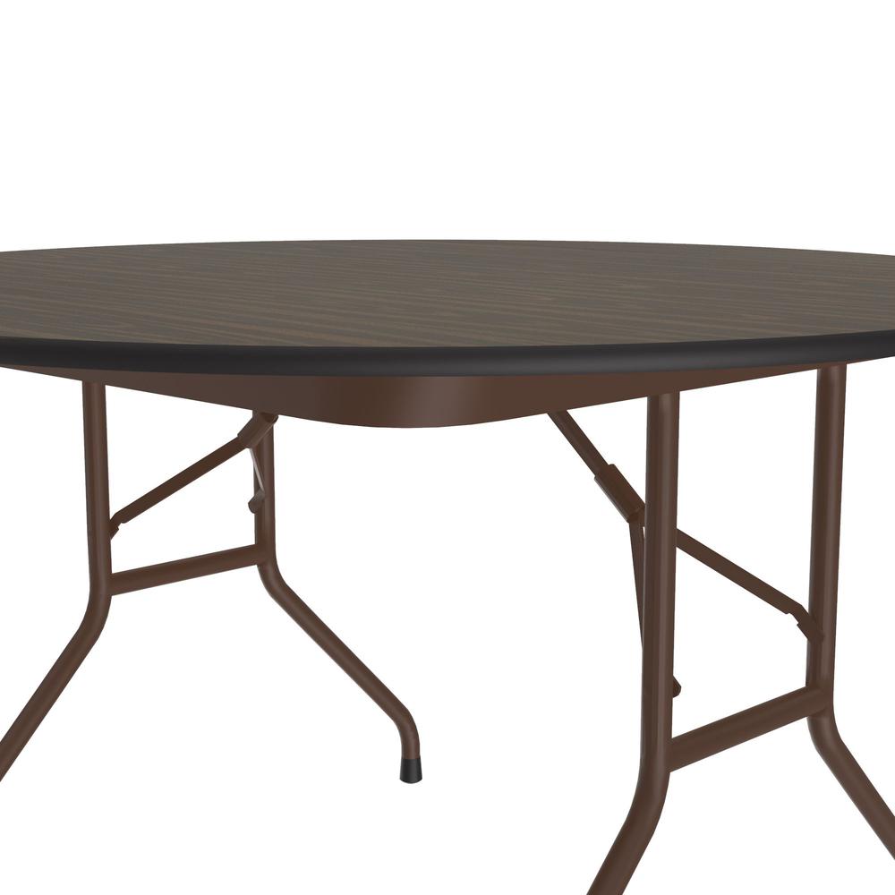 Deluxe High Pressure Top Folding Table 48x48", ROUND, WALNUT BROWN. Picture 5