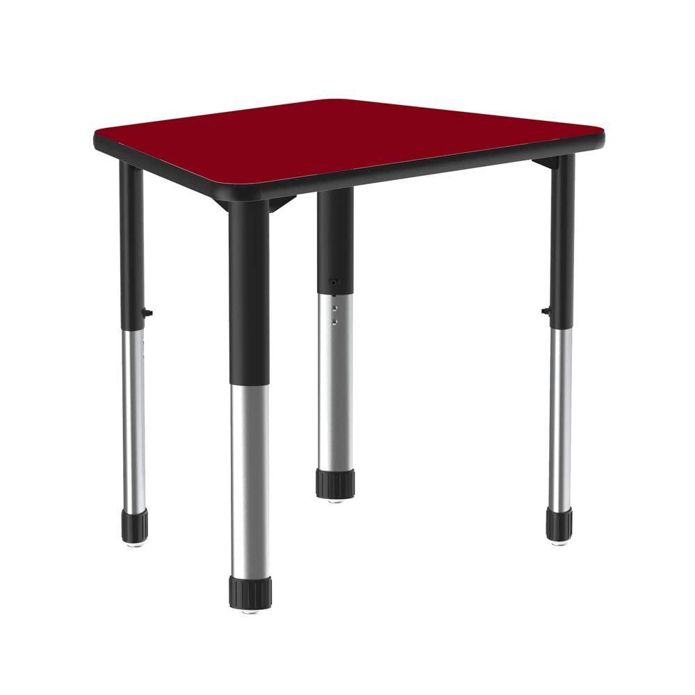 Deluxe High Pressure Collaborative Desk, 33x23" TRAPEZOID RED BLACK/CHROME. Picture 7