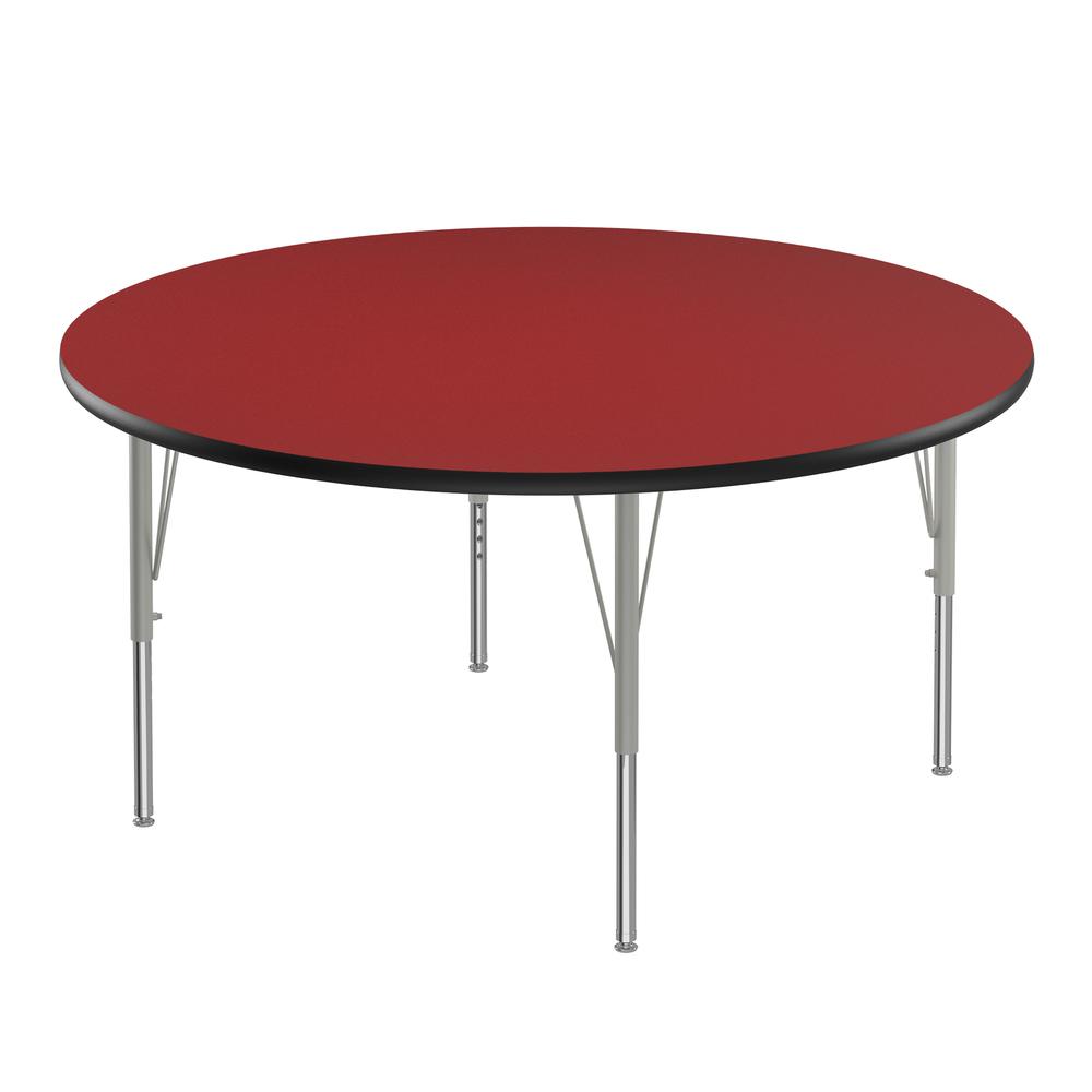 Deluxe High-Pressure Top Activity Tables 48x48" ROUND, RED, SILVER MIST. Picture 1