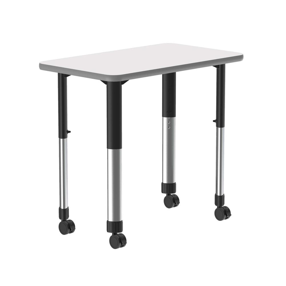 Markerboard-Dry Erase High Pressure Collaborative Desk with Casters, 34x20" RECTANGULAR FROSTY WHITE BLACK/CHROME. Picture 4
