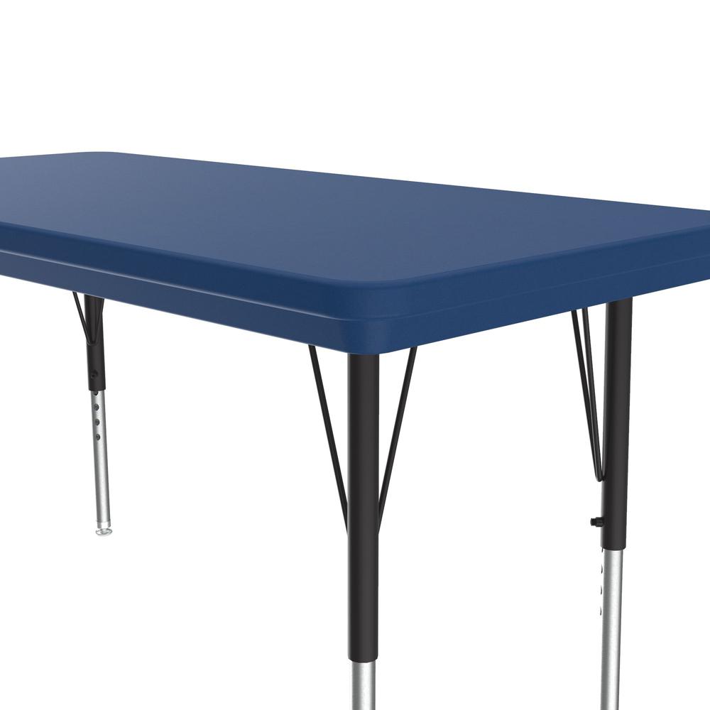 Commercial Blow-Molded Plastic Top Activity Tables 24x48" RECTANGULAR, BLUE, BLACK/CHROME. Picture 3