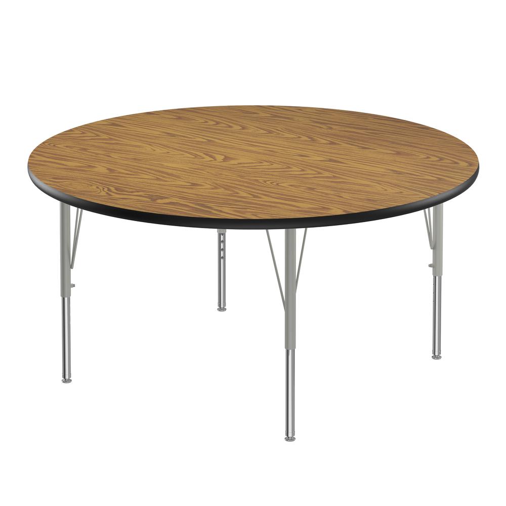 Deluxe High-Pressure Top Activity Tables 48x48" ROUND MEDIUM OAK, SILVER MIST. Picture 4