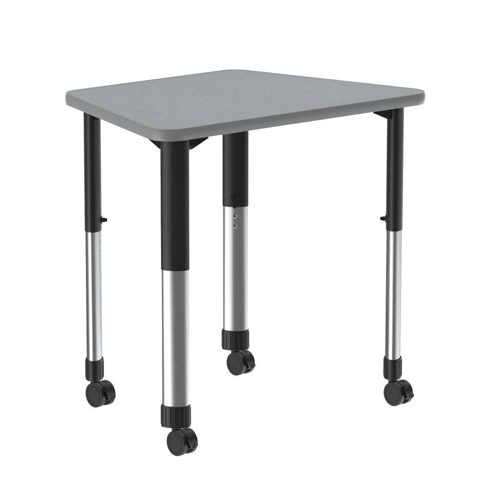 Commercial Lamiante Top Collaborative Desk with Casters 33x23", TRAPEZOID GRAY GRANITE, BLACK/CHROME. Picture 4