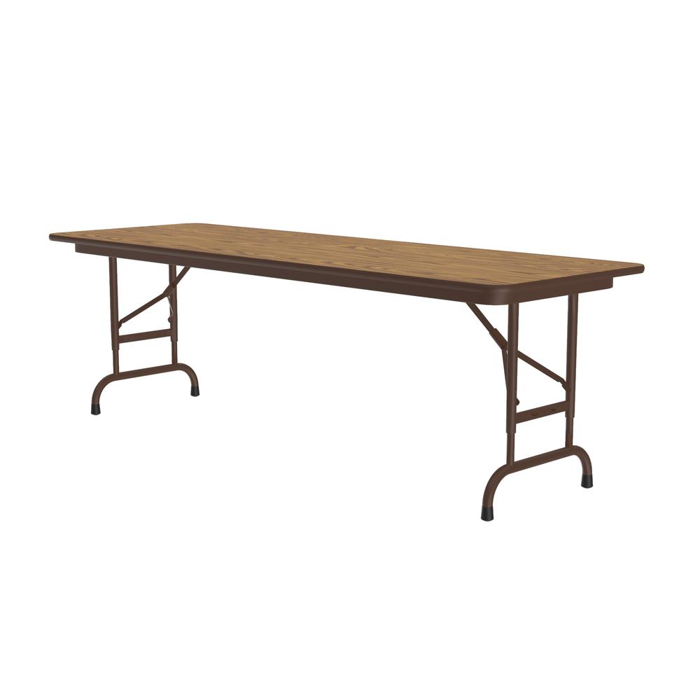 Adjustable Height Econoline Melamine Top Folding Table 24x60", RECTANGULAR MED OAK BROWN. Picture 1