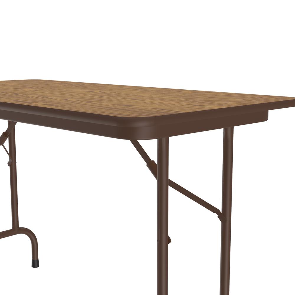 Solid High-Pressure Plywood Core Folding Tables, 24x48" RECTANGULAR MED OAK, BROWN. Picture 1